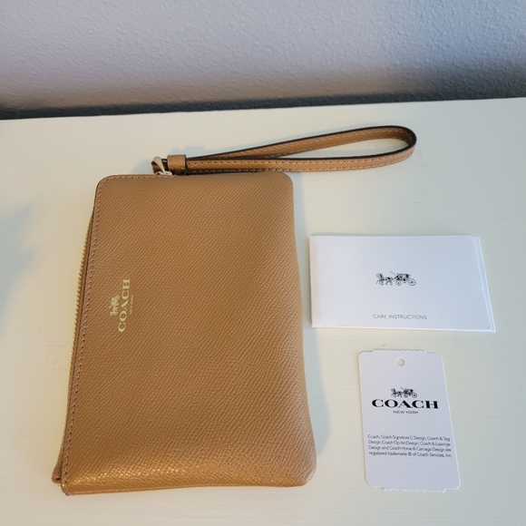 Coach Corner Zip Wristlet Gold/Taupe - Picture 5 of 5